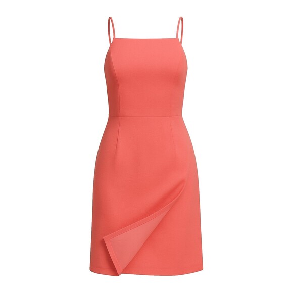 BCBGMAXAZRIA Wrap Dress Womens XS Salmon Pink Fitted Adjustable Strap Back Zip - Picture 1 of 10